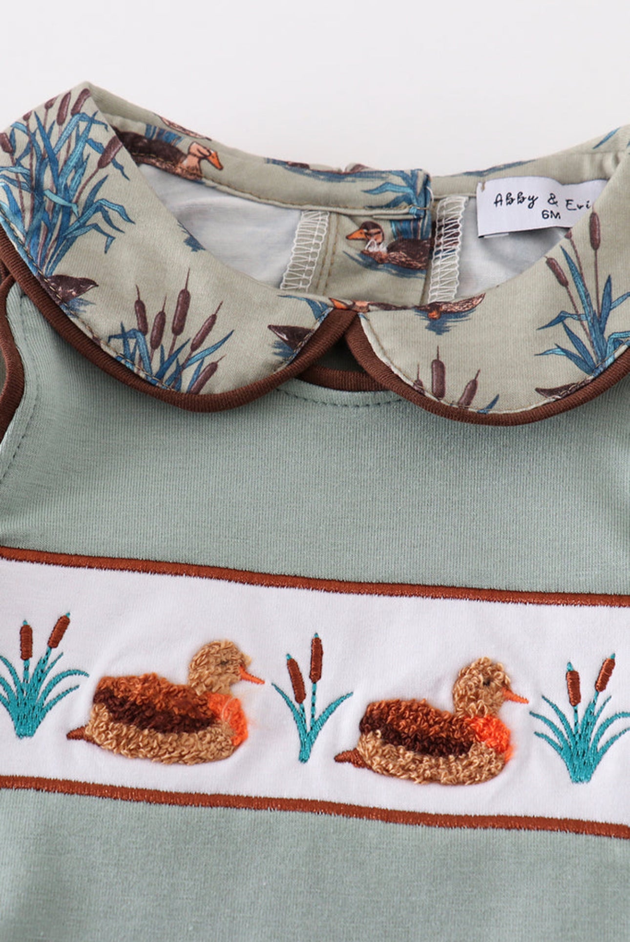 Sage Duck French Knot Girl Set
