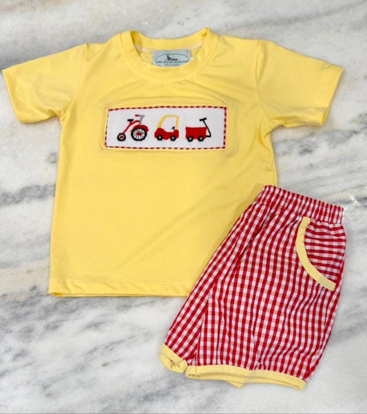 Red Toy Boy Short Set