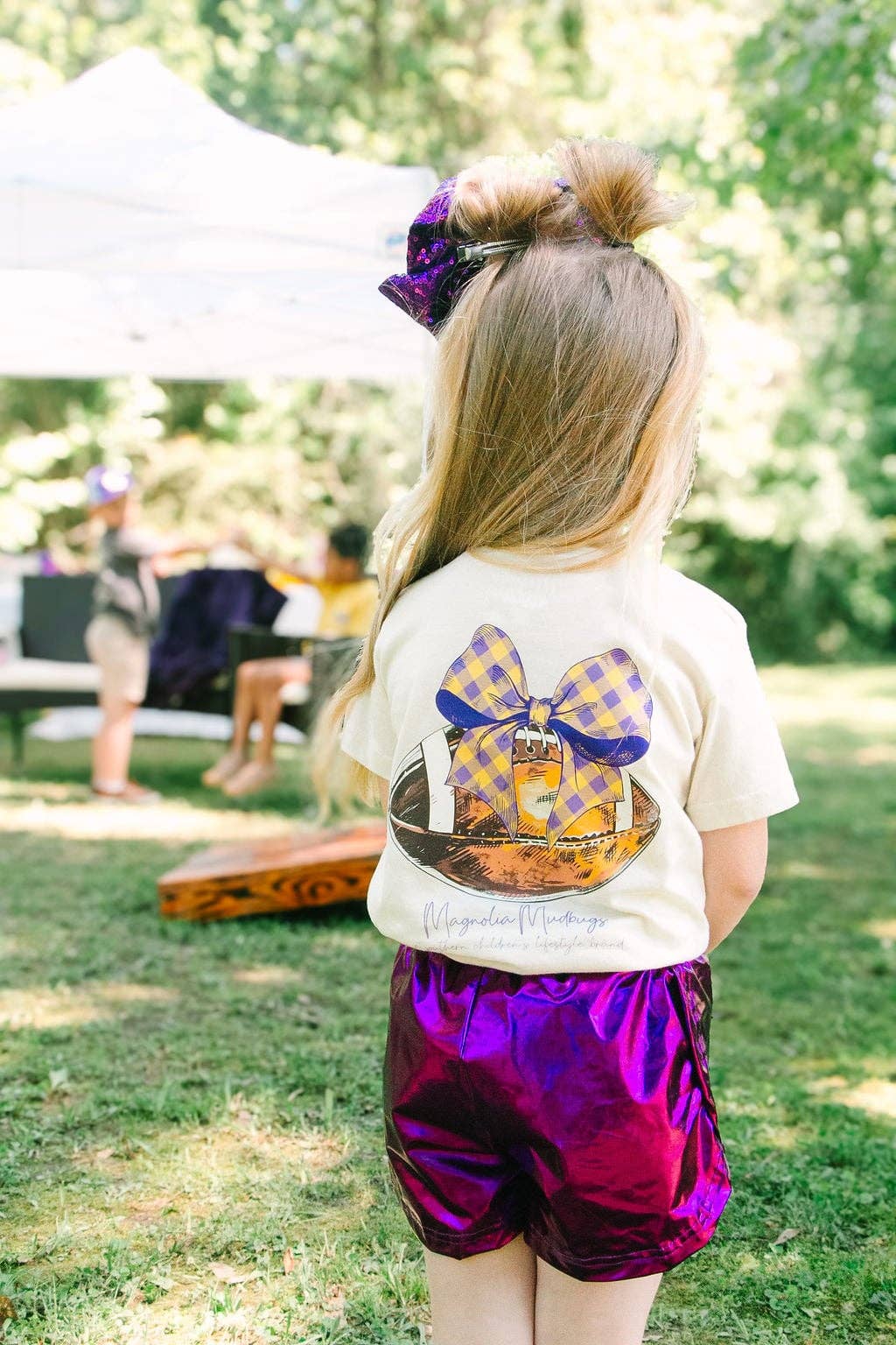 Gingham Bow Football Tee