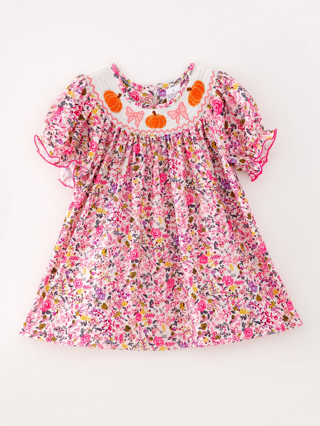 Pumpkin Floral Smocking Dress