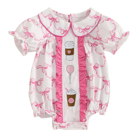 Pink Starbucks Bow Romper