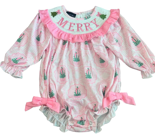 Smocked Pink Merry Bubble