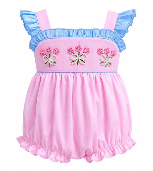 Pink Floral Smock Pearl Bubble