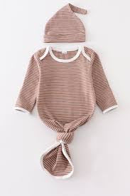 Chocolate Stripe 2pc Baby Gown