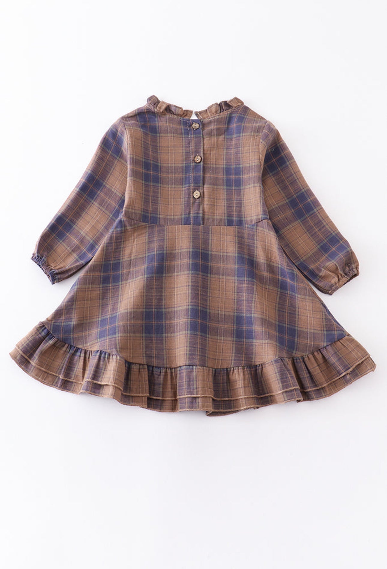 Navy Plaid Ruffle Dress