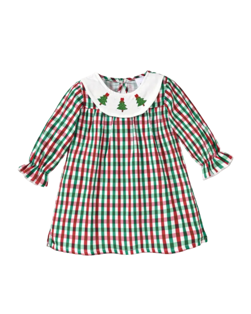 Christmas Embroidered Plaid Dress