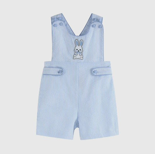 Blue Seersucker Bunny Shortall