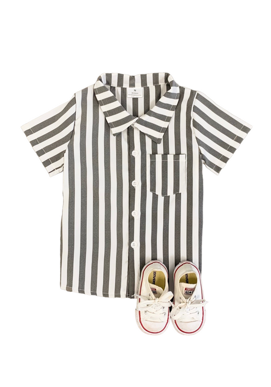 Grey Stripe Button Up
