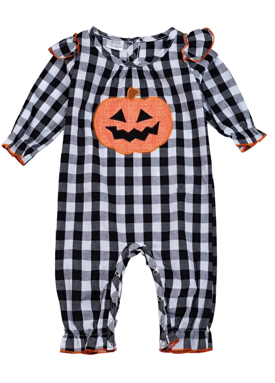 Plaid Pumpkin Romper