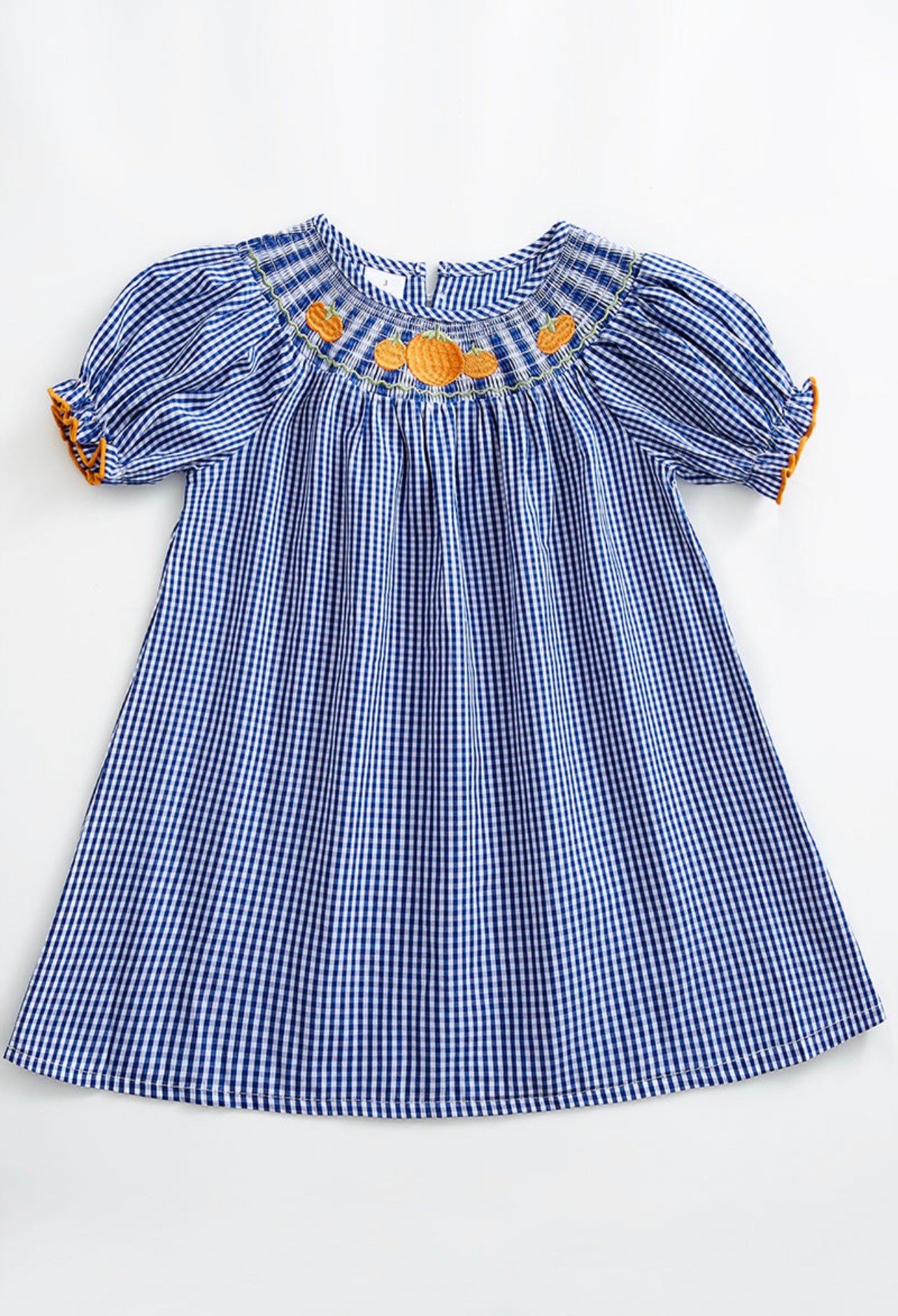 Blue Plaid Smocked Pumpkin Dress