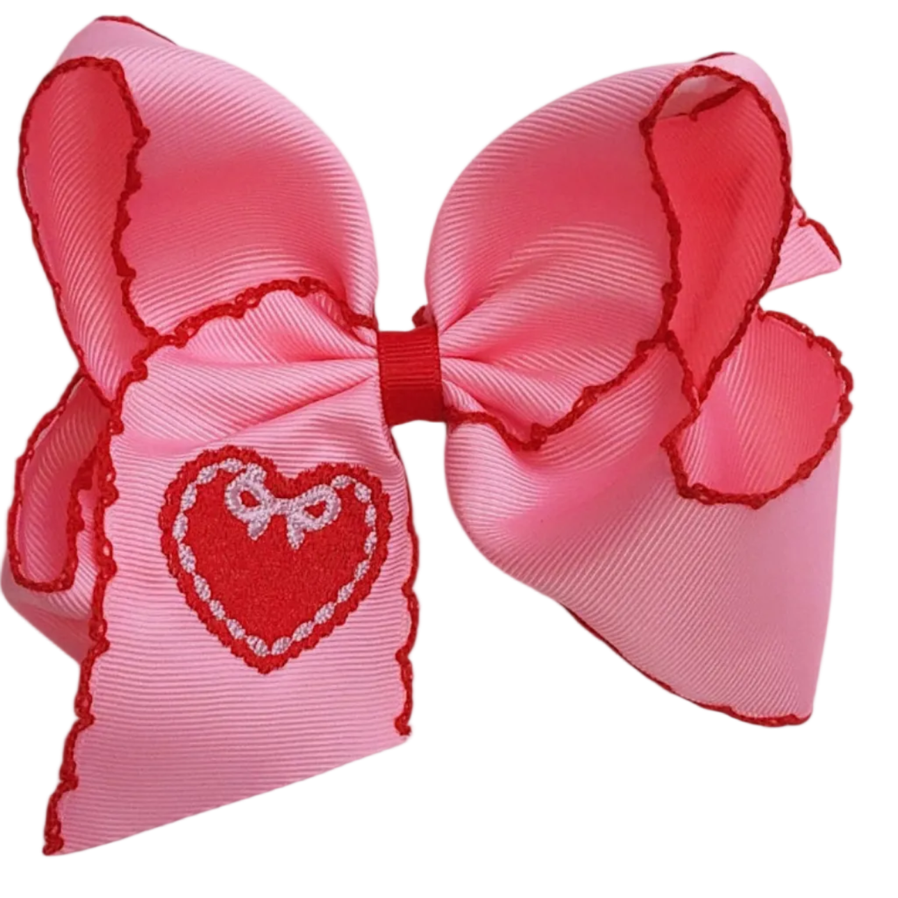 Moon Stitch Heart Hair Bow