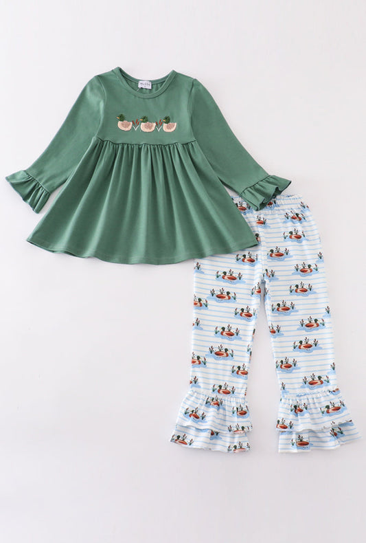 Forest Duck French Knot Girl Set
