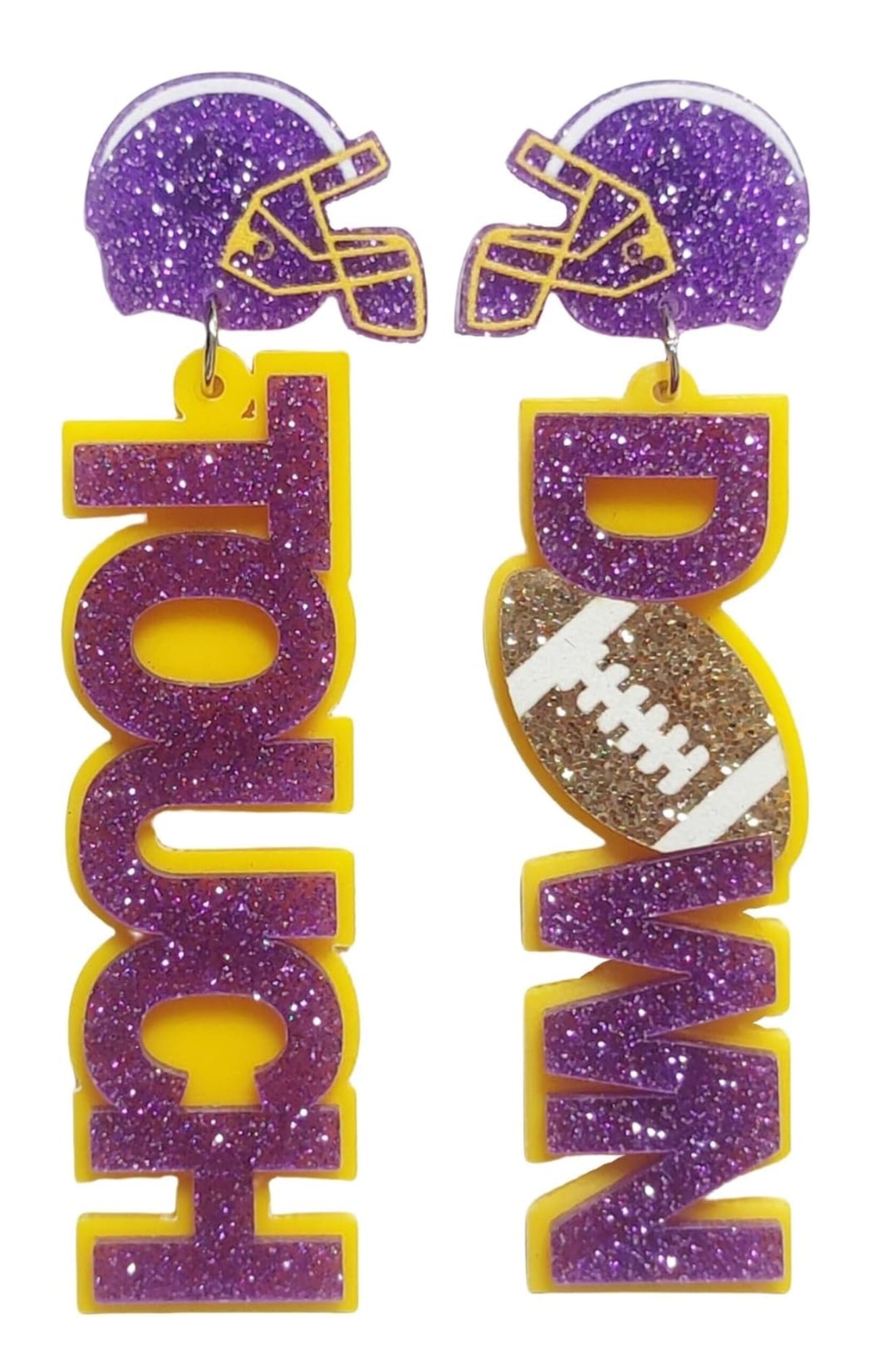 Touch Down Glitter Helmet Earrings