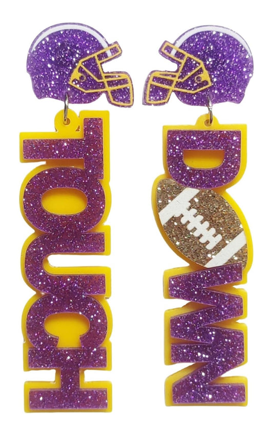 Touch Down Glitter Helmet Earrings