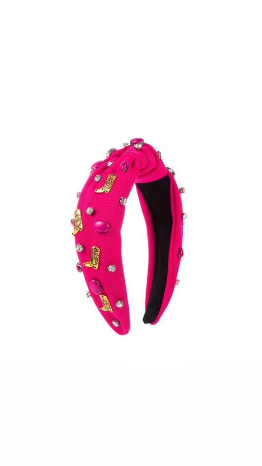 Hot Pink Cowgirl Rhinestone Headband