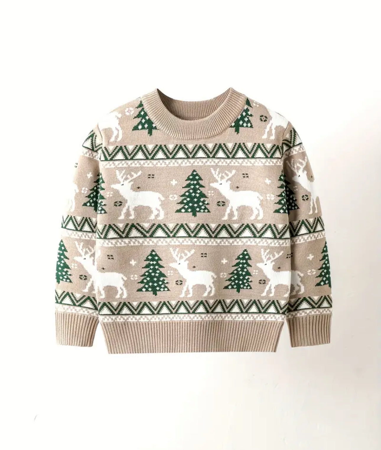 Apricot Deer Christmas Tree Sweater