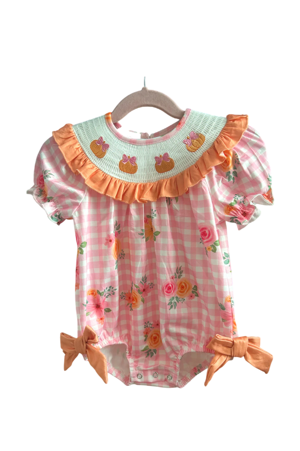 Pink Floral Pumpkin Smock Bubble