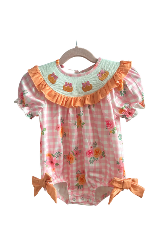 Pink Floral Pumpkin Smock Bubble
