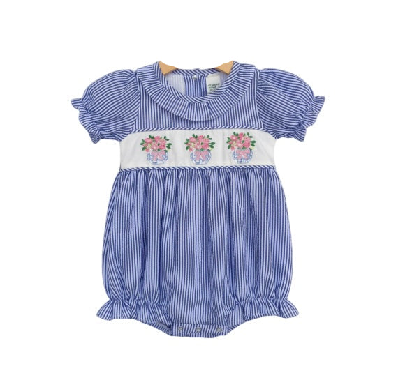 Floral Vase Chinoiserie Seersucker Bubble