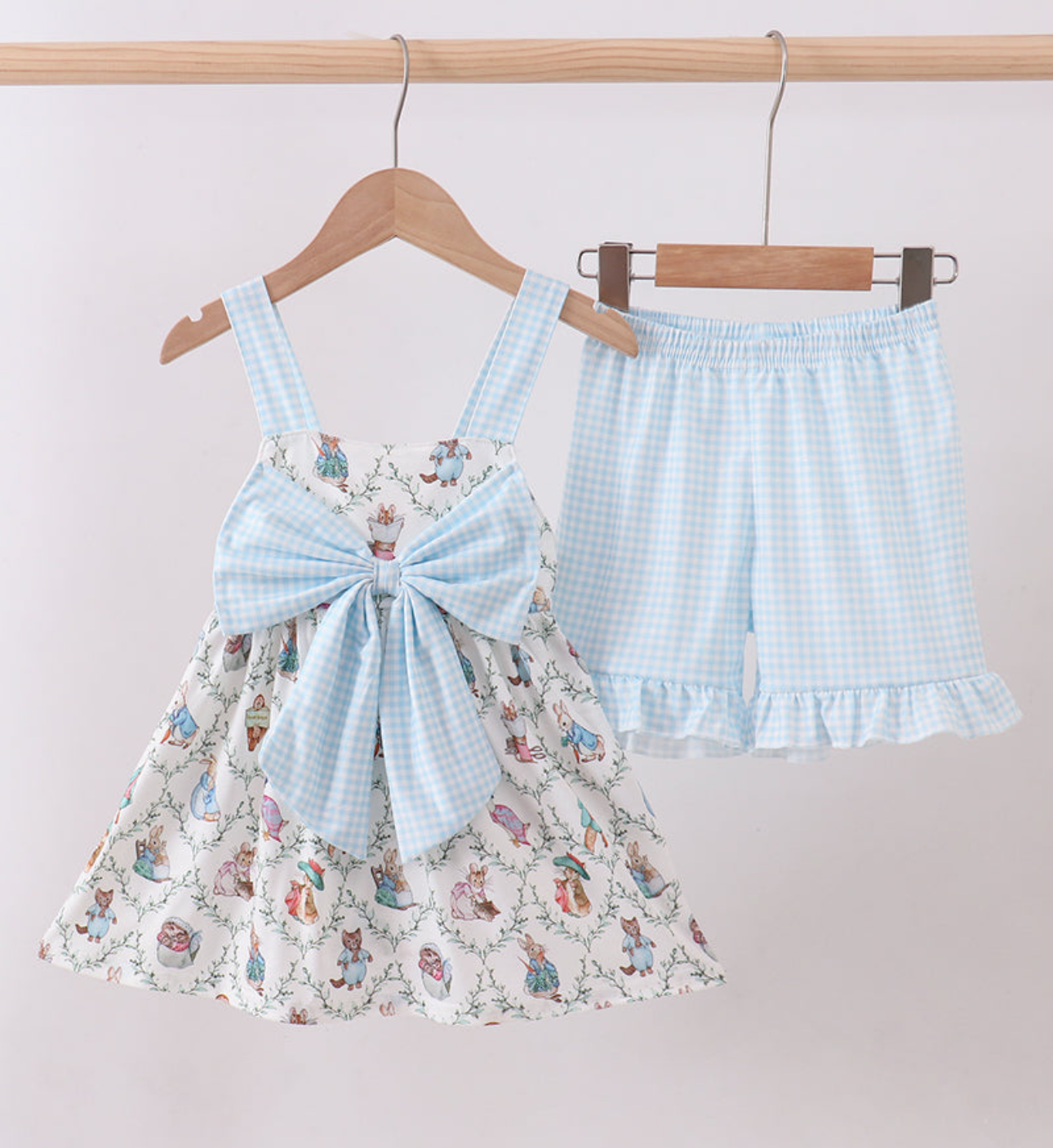 Blue Bunny Bow Short Set