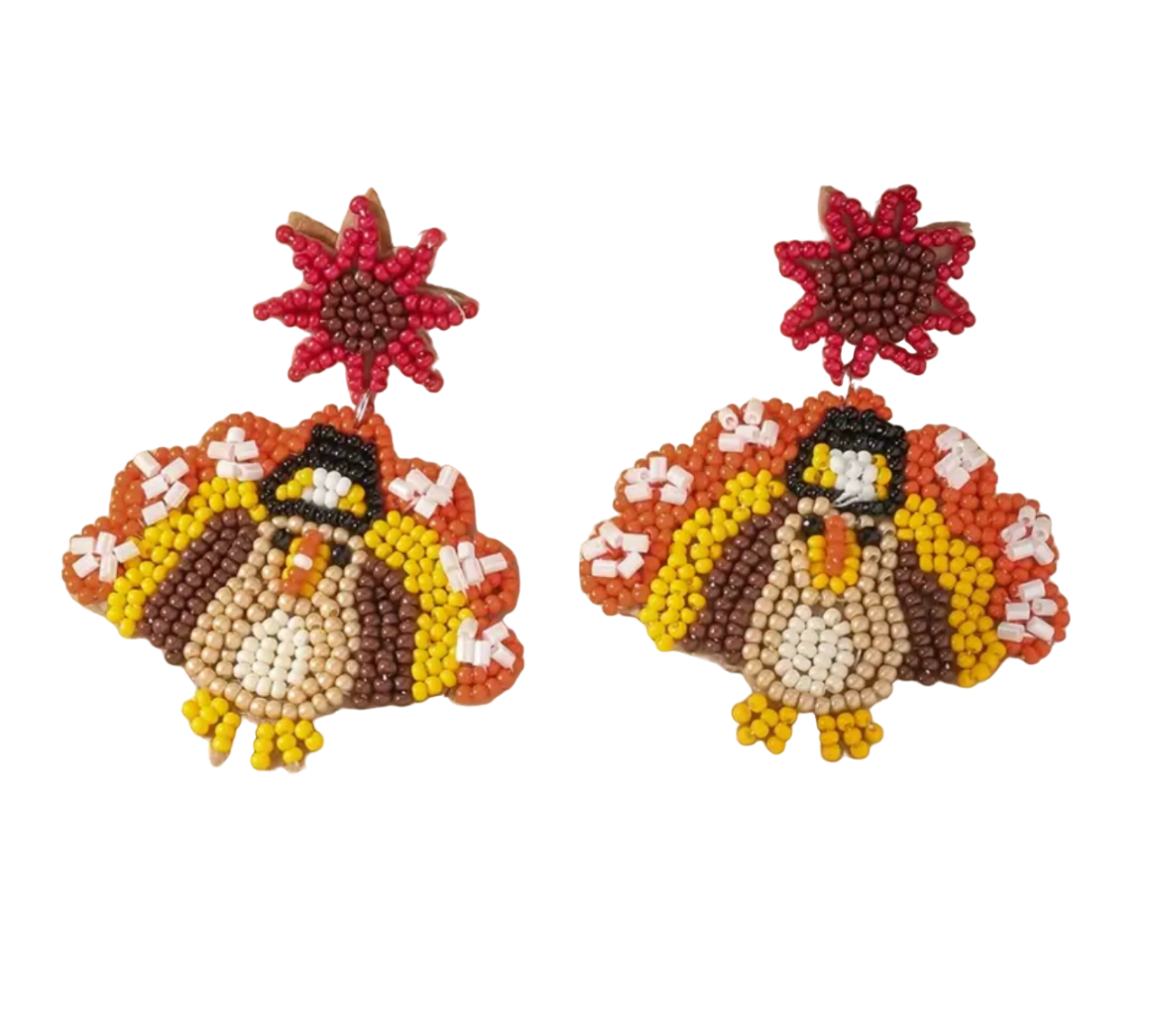 Turkey Flower Beaded Earrings