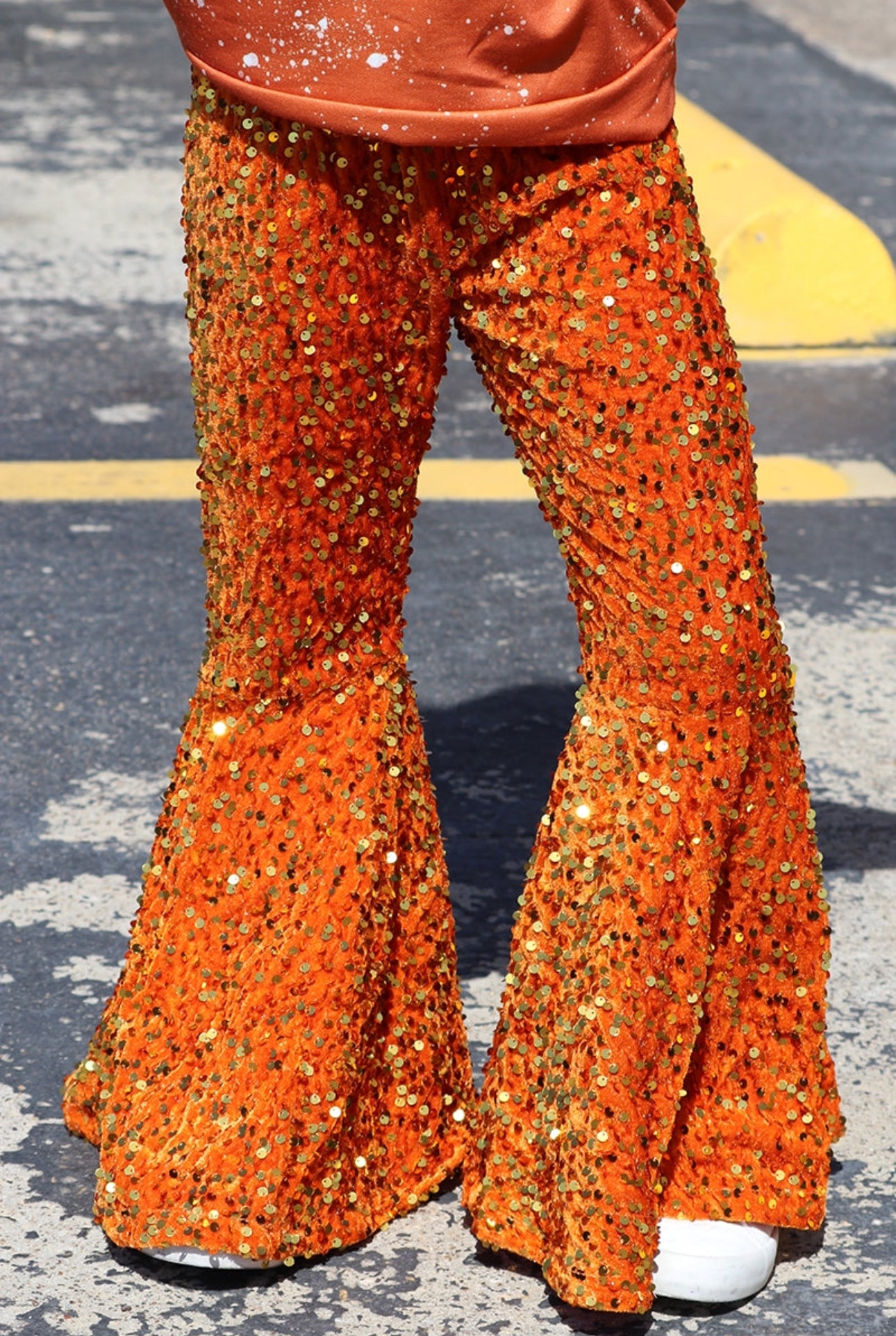 Orange Sequin Flares