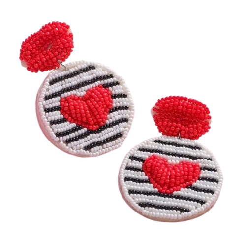 Heart Stripe Beaded Earrings