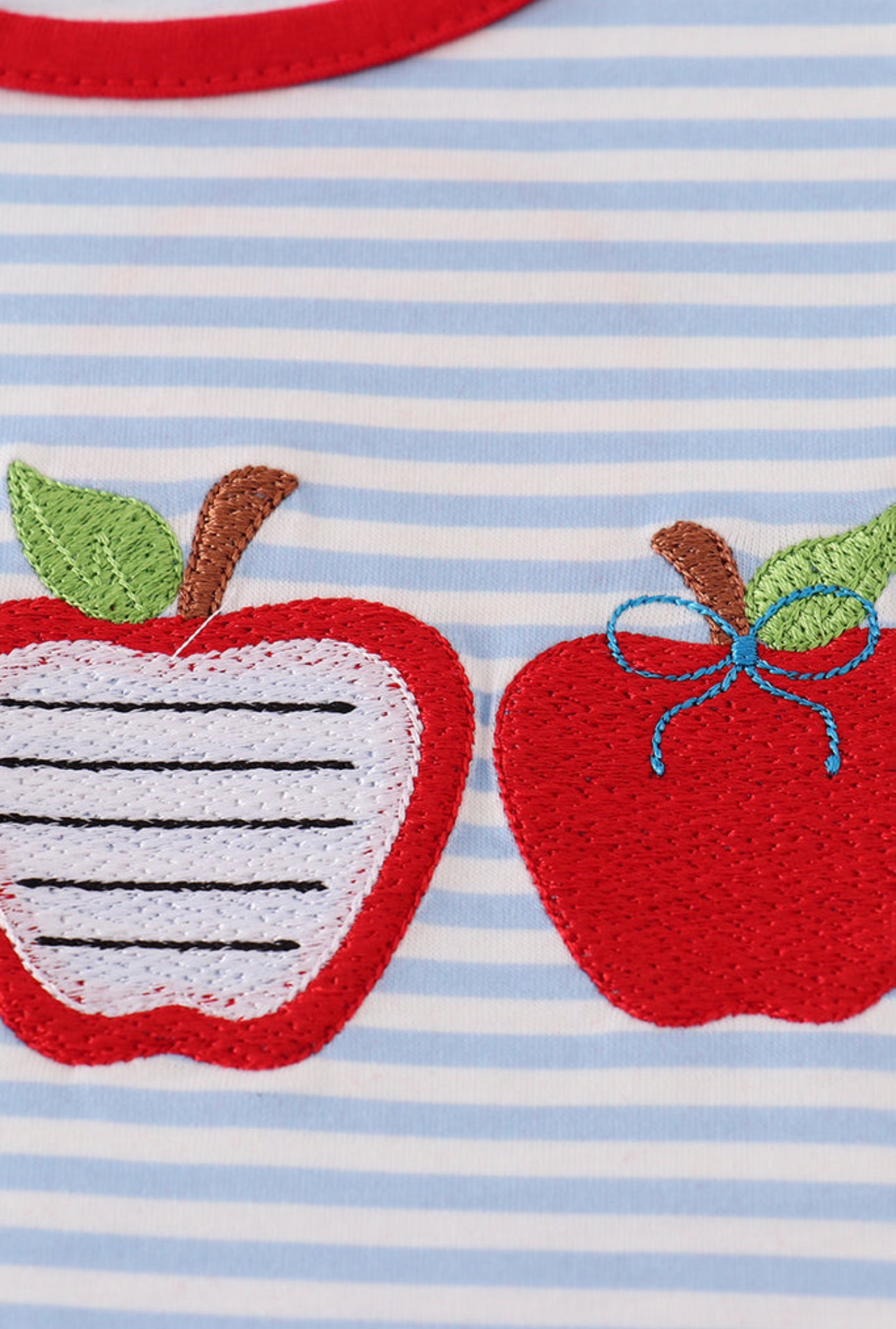 Red Stripe Apple Embroidery Set