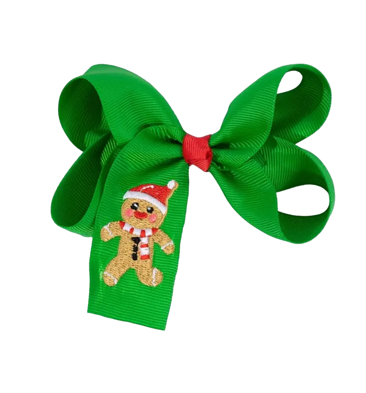 Green Gingerbread Hair Bow