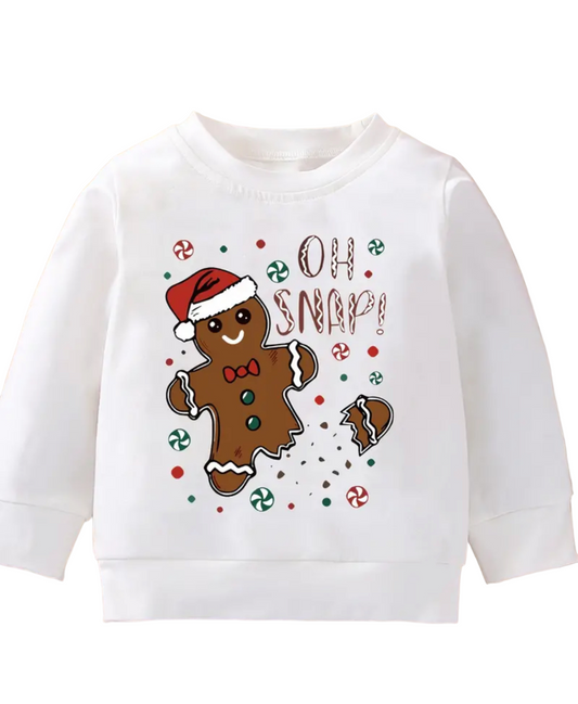 Oh Snap White Gingerbread Pullover