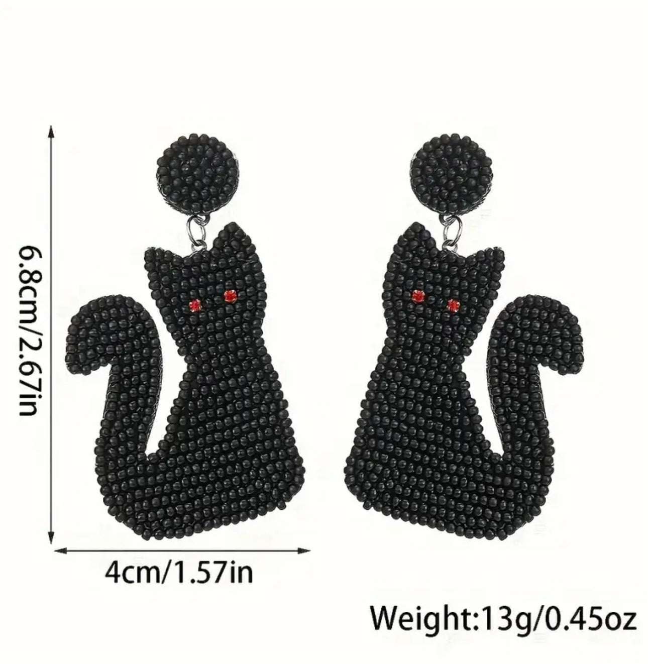 Black Cat Beaded Earrings