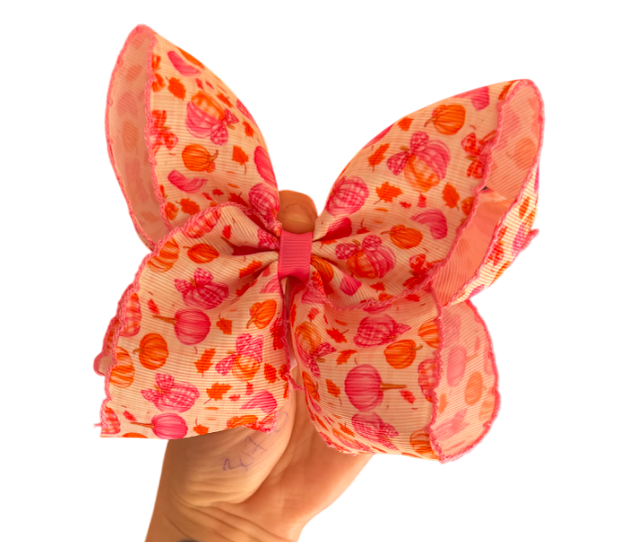 Pink Moonstitch Pumpkin Bow