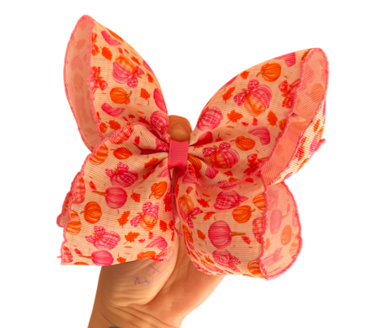 Pink Moonstitch Pumpkin Bow