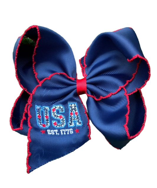 Navy USA Patriotic Bow