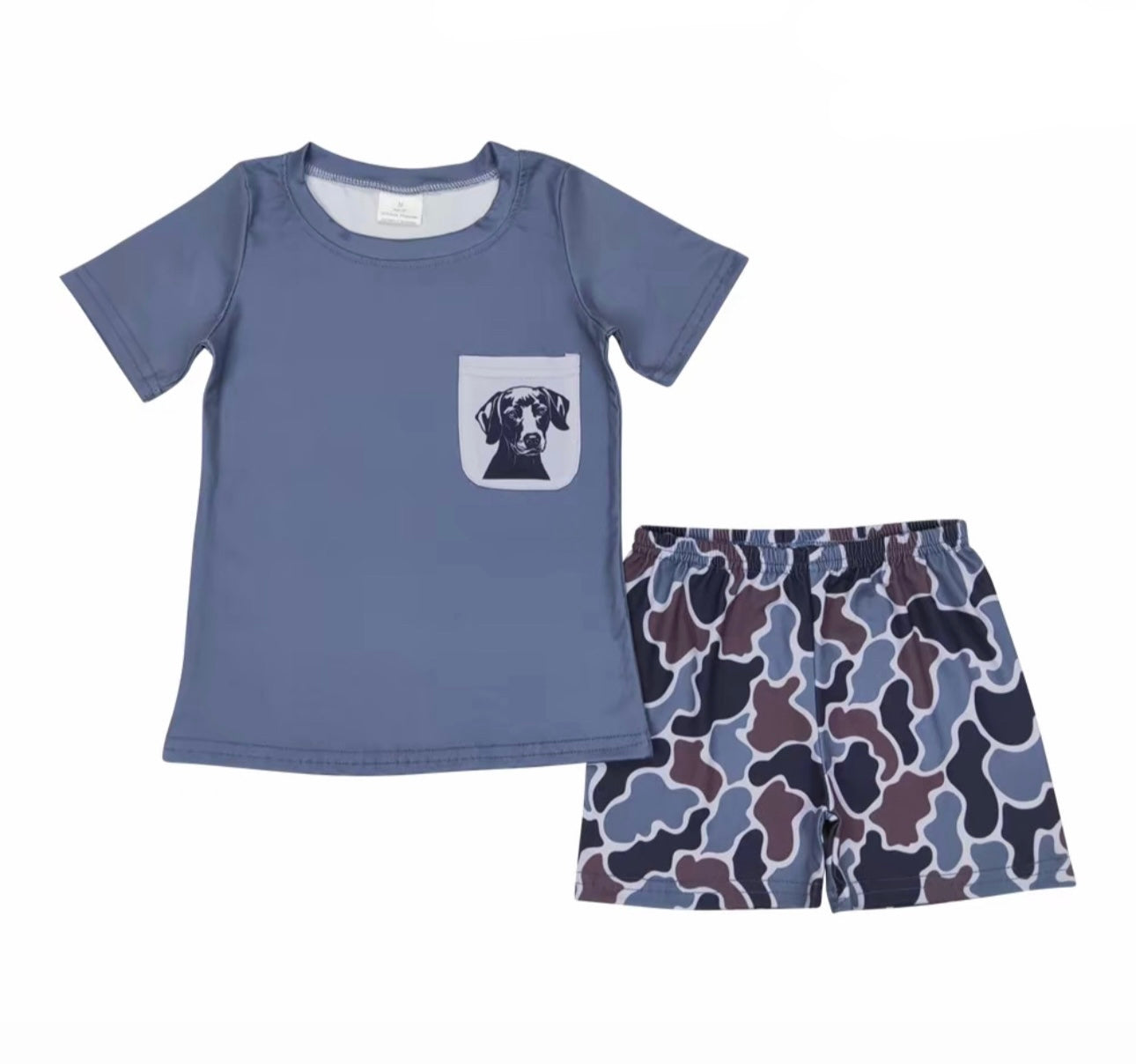 Blue Dog Camo Boy Short Set