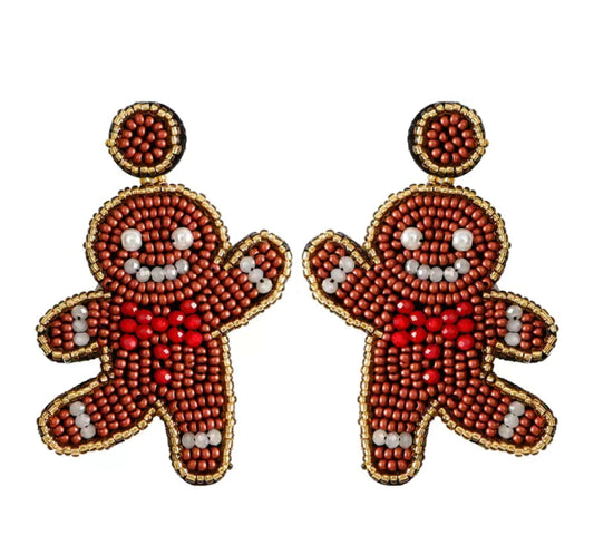 Gingerbread Beaded Earrings