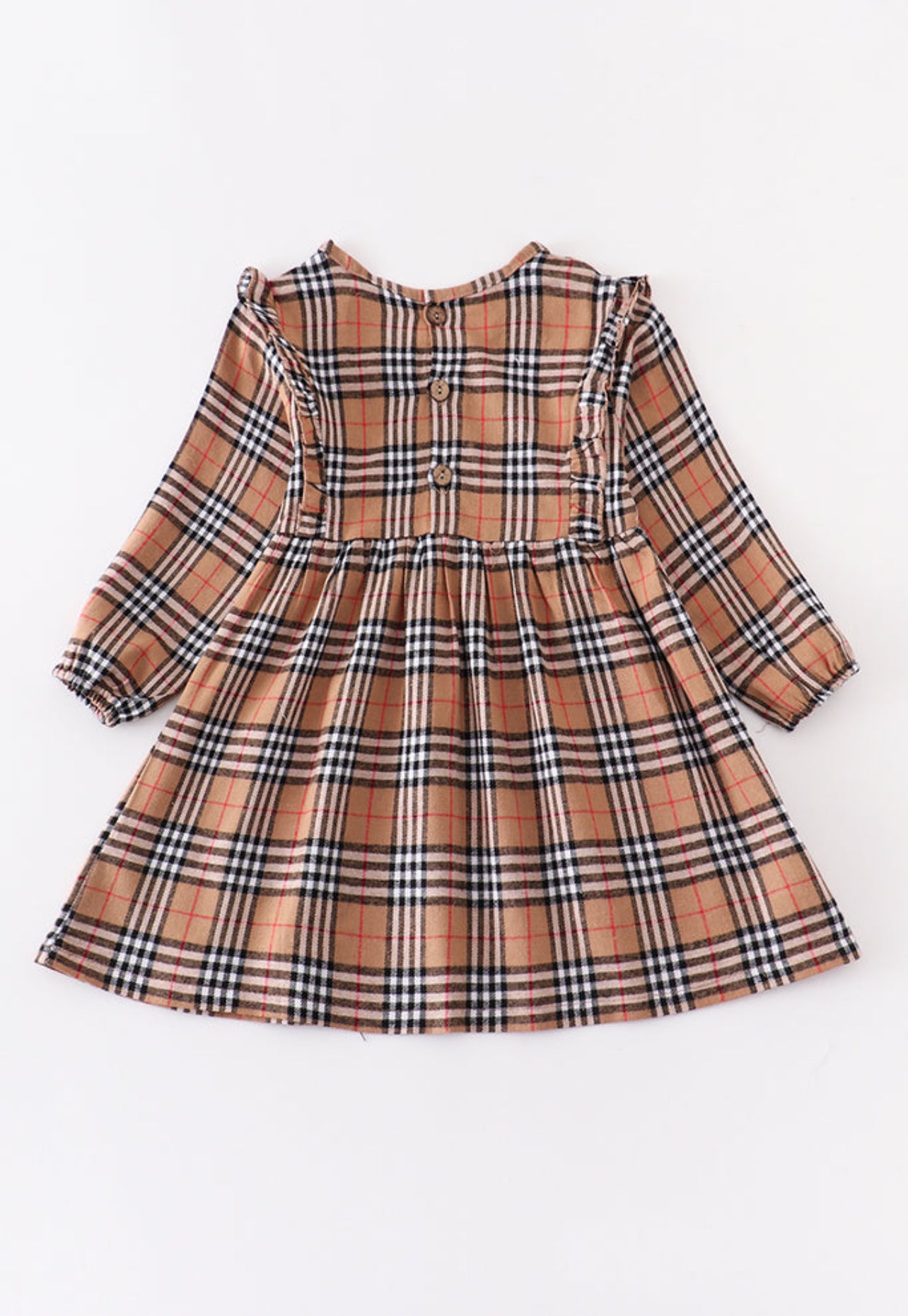 Brown Plaid Ruffle Dress