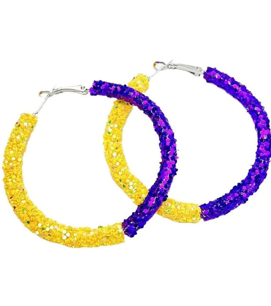 Purple Yellow Hoop Earrings
