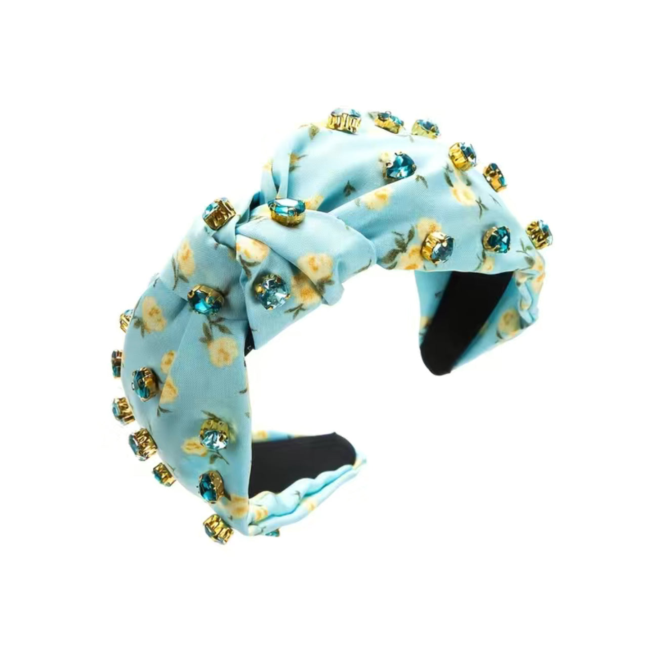 Blue Floral Rhinestone Headband