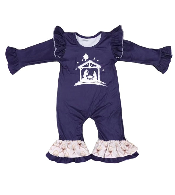 Navy Nativity Romper