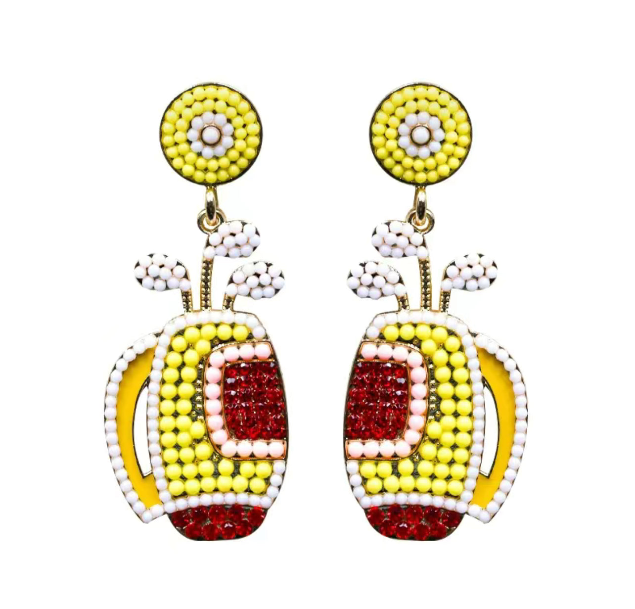 Beaded Yellow Golf Earrings