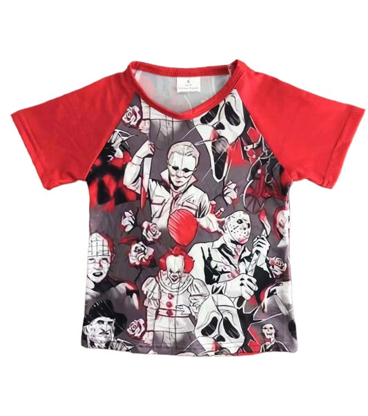 Grey Red Halloween Raglan Tee