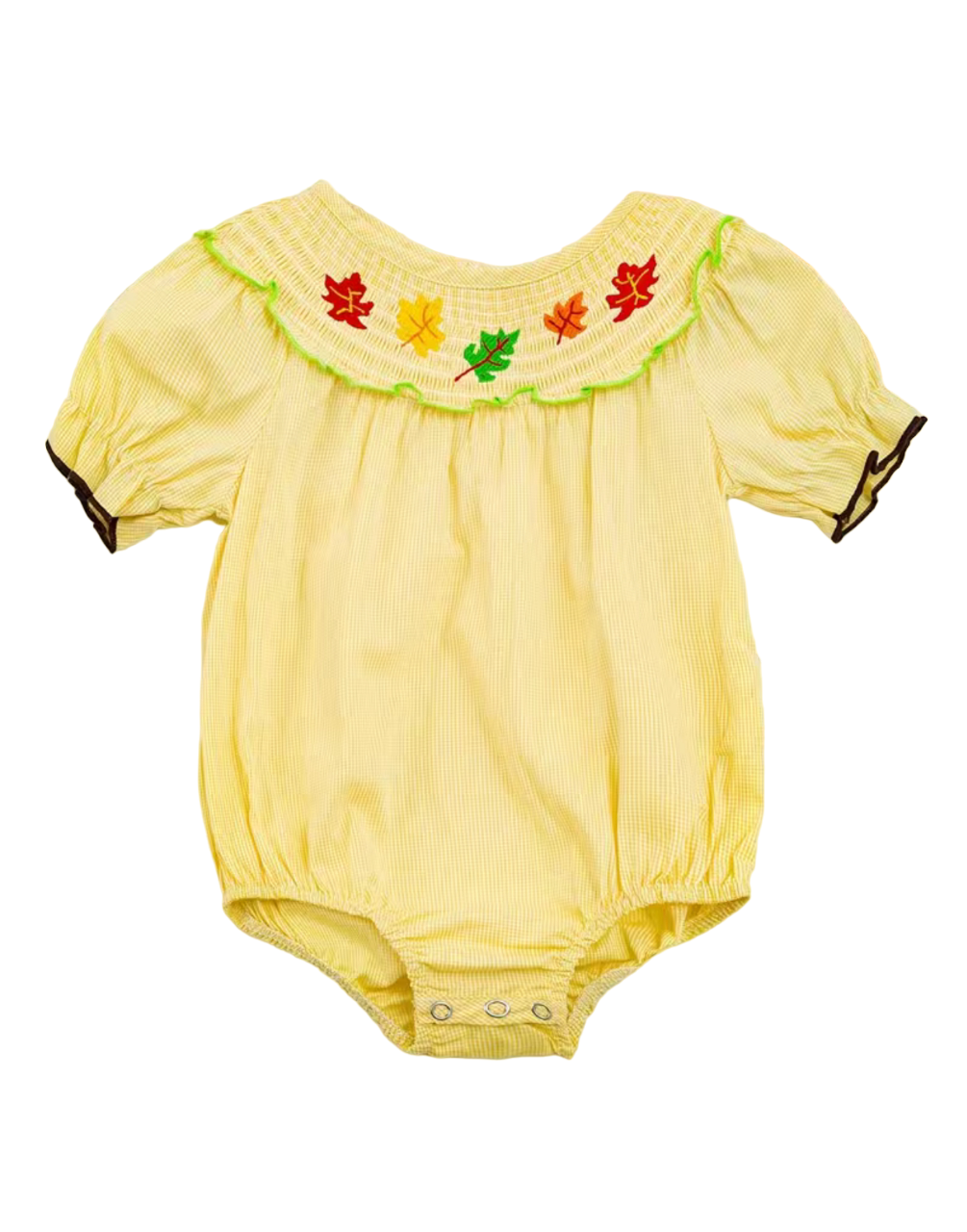 Yellow Fall Smocked Romper