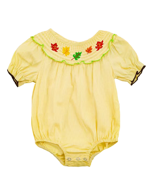 Yellow Fall Smocked Romper