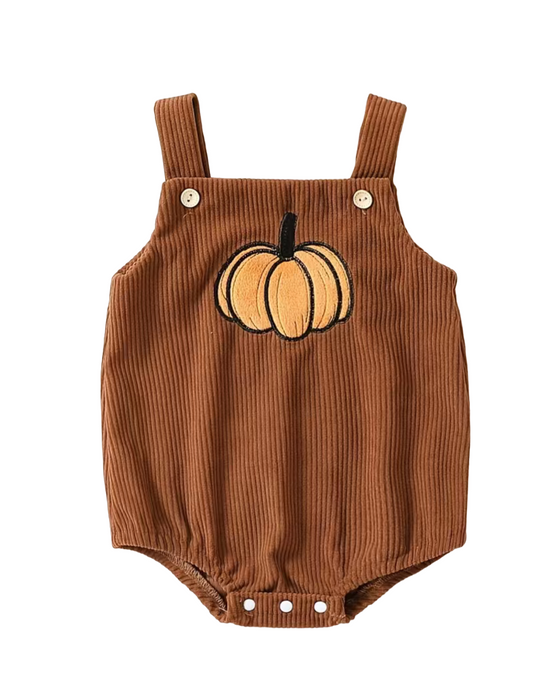 Brown Corduroy Pumpkin Romper