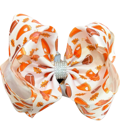 Pie & Football Rhinestone Hairbow