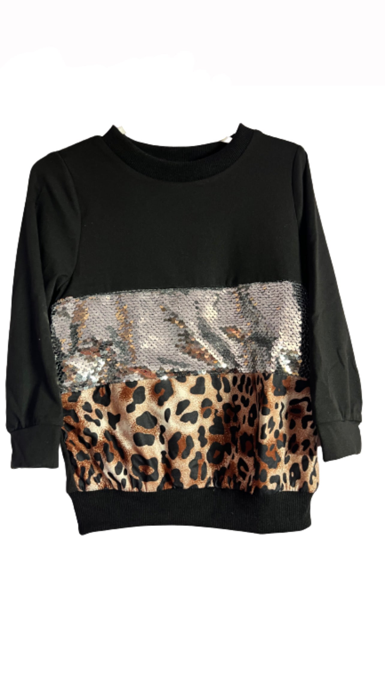 Black Sequin Leopard Sweatshirt