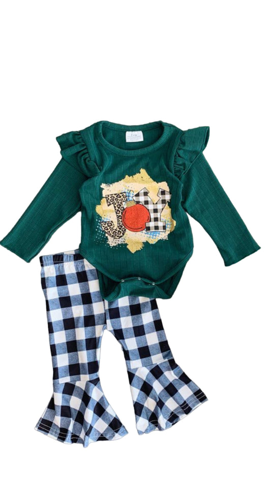 Joy Plaid Bell Bottom  Onesie Set