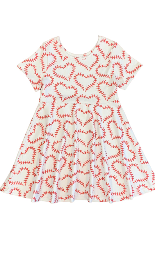 White Baseball Heart Dress