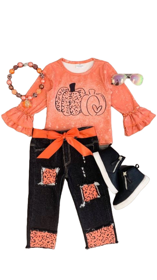 Orange Pumpkin Denim Set